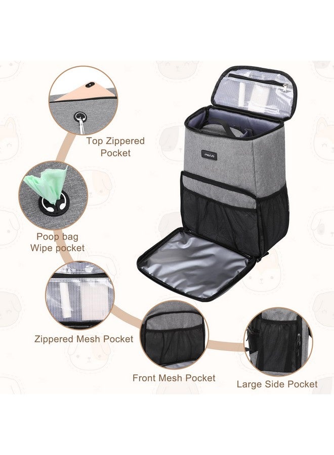 موسيسو حقيبة ظهر للسفر للكلاب من موسيسو، معتمدة من شركات الطيران لتنظيم مستلزمات الحيوانات الأليفة، حقيبة ظهر متعددة الجيوب لتخزين مستلزمات الحيوانات الأليفة مع سلتين لطعام الكلاب للسفر في عطلة نهاية الأسبوع، لون رمادي - Image 3