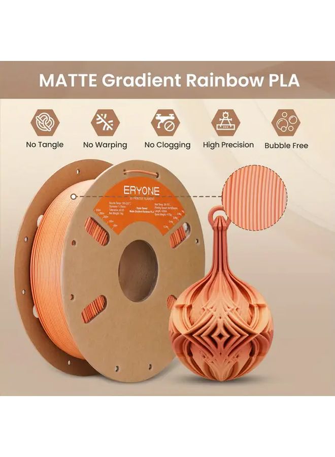 ERYONE Gradient Multicolor 1kg Fossil 1.75mm PLA 3D Printing Filament - Image 5