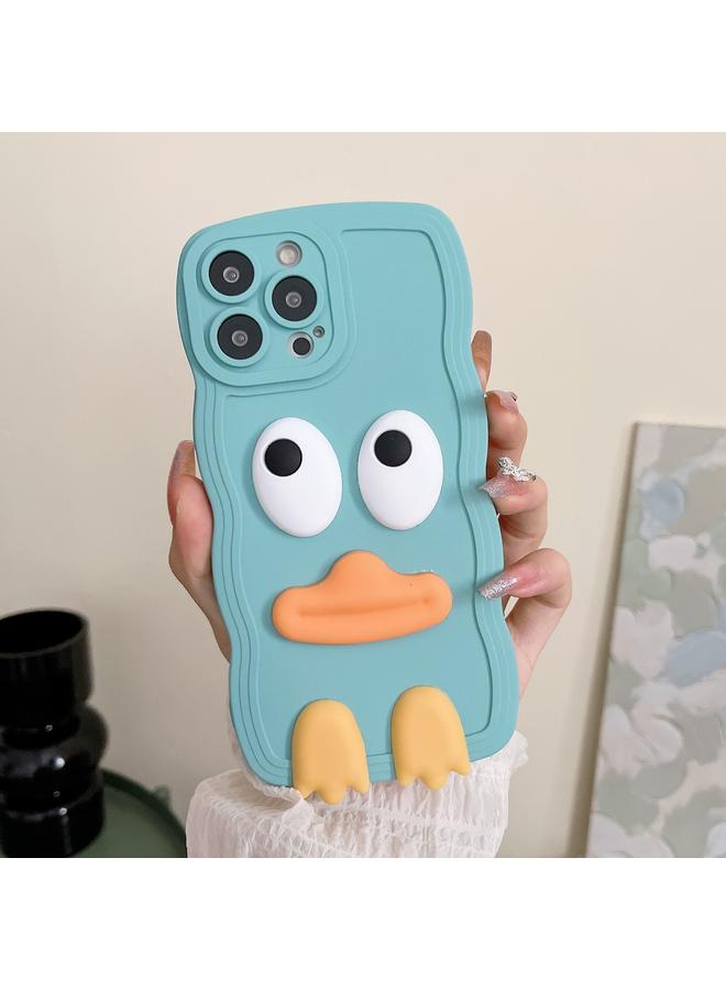 S-TOP Case For iPhone 15 Plus Wave Edge Big Duck Silicone Phone Case with Wristband - Image 2