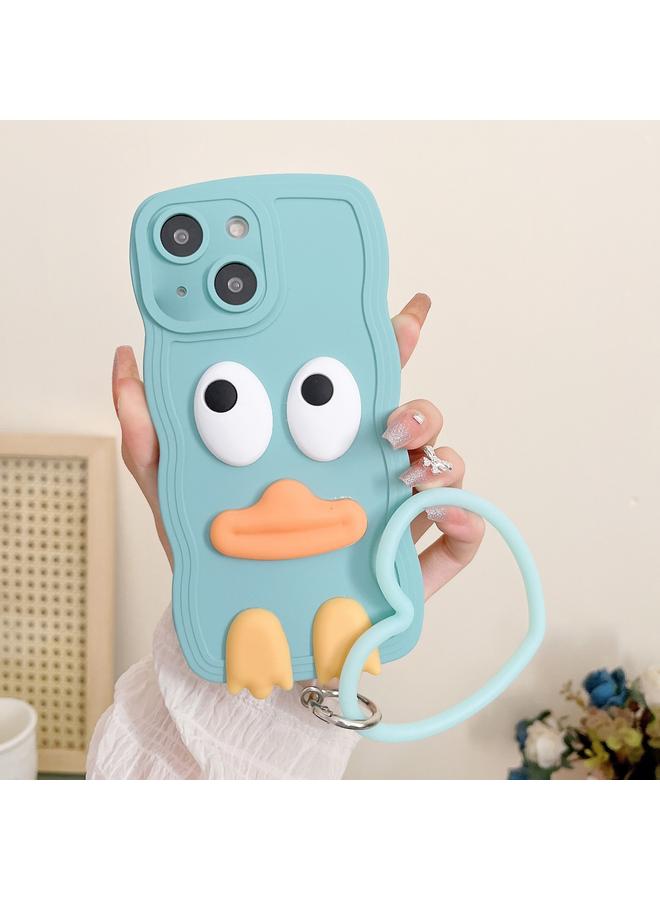 S-TOP Case For iPhone 15 Plus Wave Edge Big Duck Silicone Phone Case with Wristband - Image 1