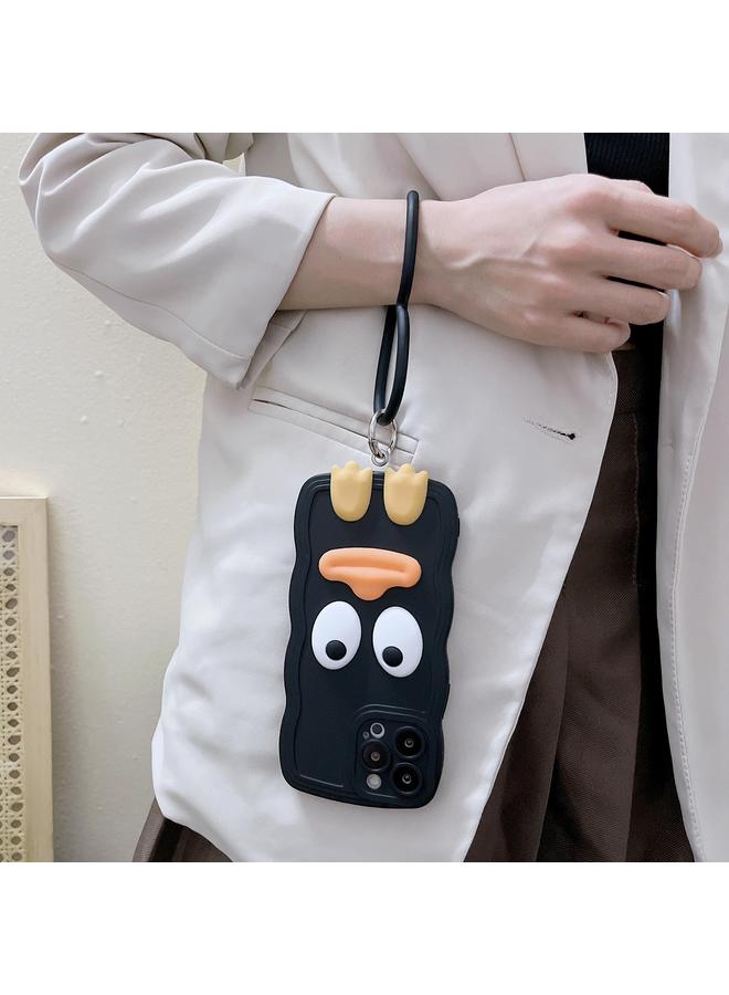 S-TOP Case For iPhone 15 Plus Wave Edge Big Duck Silicone Phone Case with Wristband - Image 5