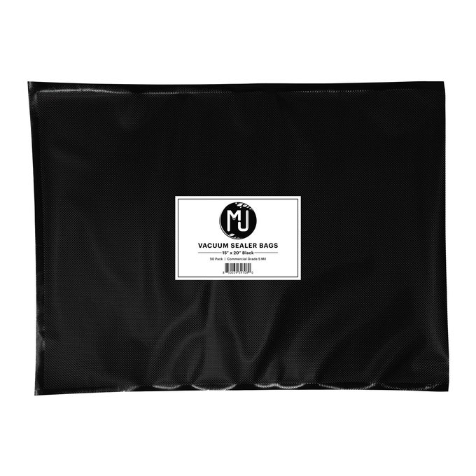 COMMERCIALGRADE VACUUM SEALER BAGS FOR FOOD STORAGE SOUS VIDE 50 PACK 15 X 20 5 MIL ALL BLACK