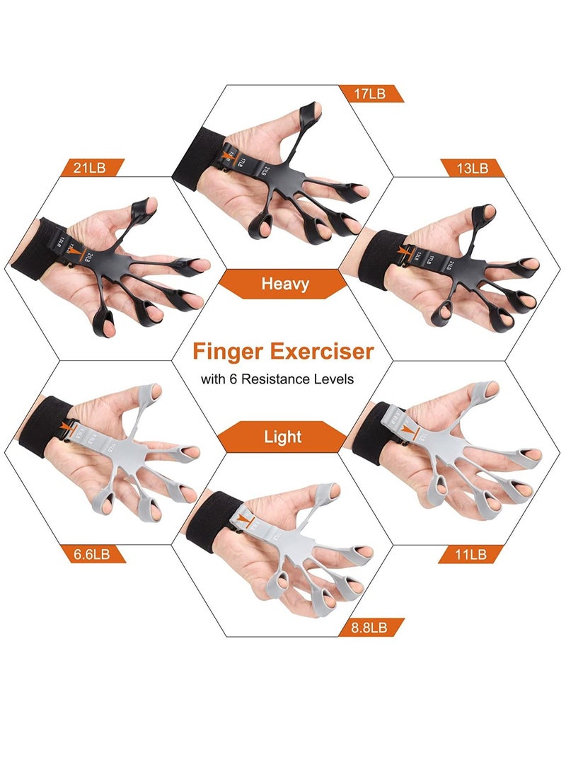 Hand Grip Strengthener  Adjustable Finger Exerciser and Finger Stretcher Grip Strength Trainer for Hand Therapy Rock Climbing Relieve Pain for Arthritis, Carpal Tunnel