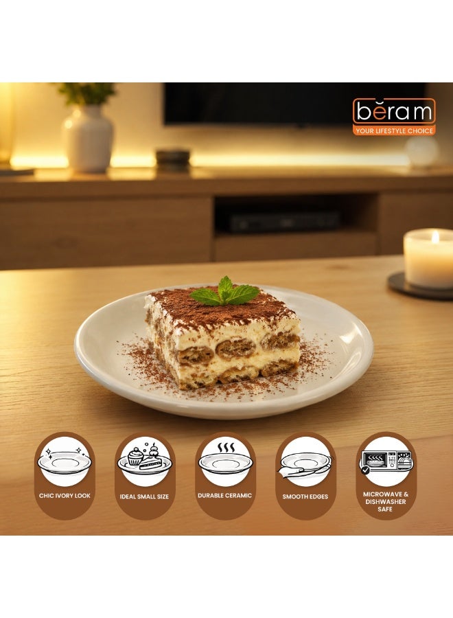 Ivory Ceramic Small Plate – Round Glossy Dessert & Snack Plate – Minimalist Side Plate for Home Café & Restaurant - Image 2