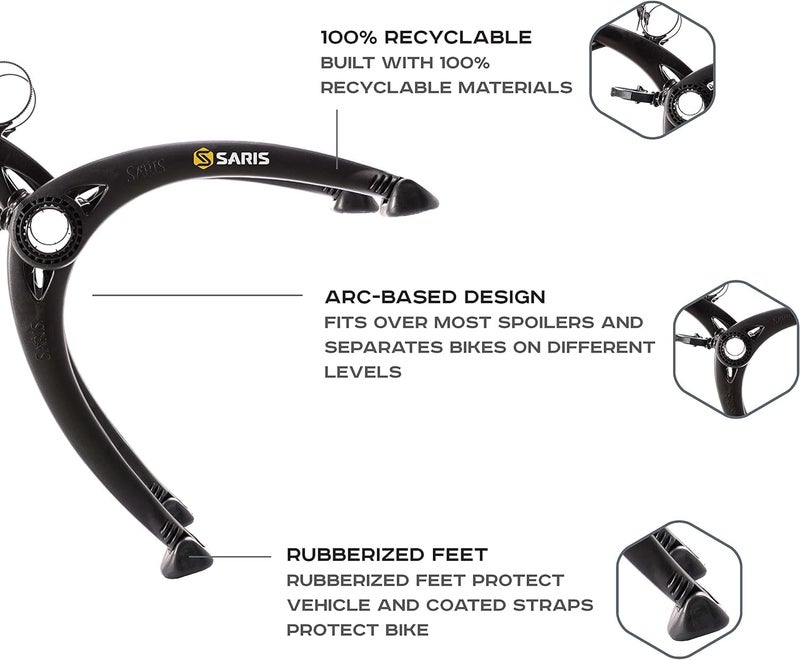 Saris Bones 3-Bike Trunk Rack Bicycle Carrier, Durable, Rust-Free, Anti-Sway Straps, Fits Most Vehicles, Made in USA, Arc-Based Design, 100% Recyclable Materials - Image 5