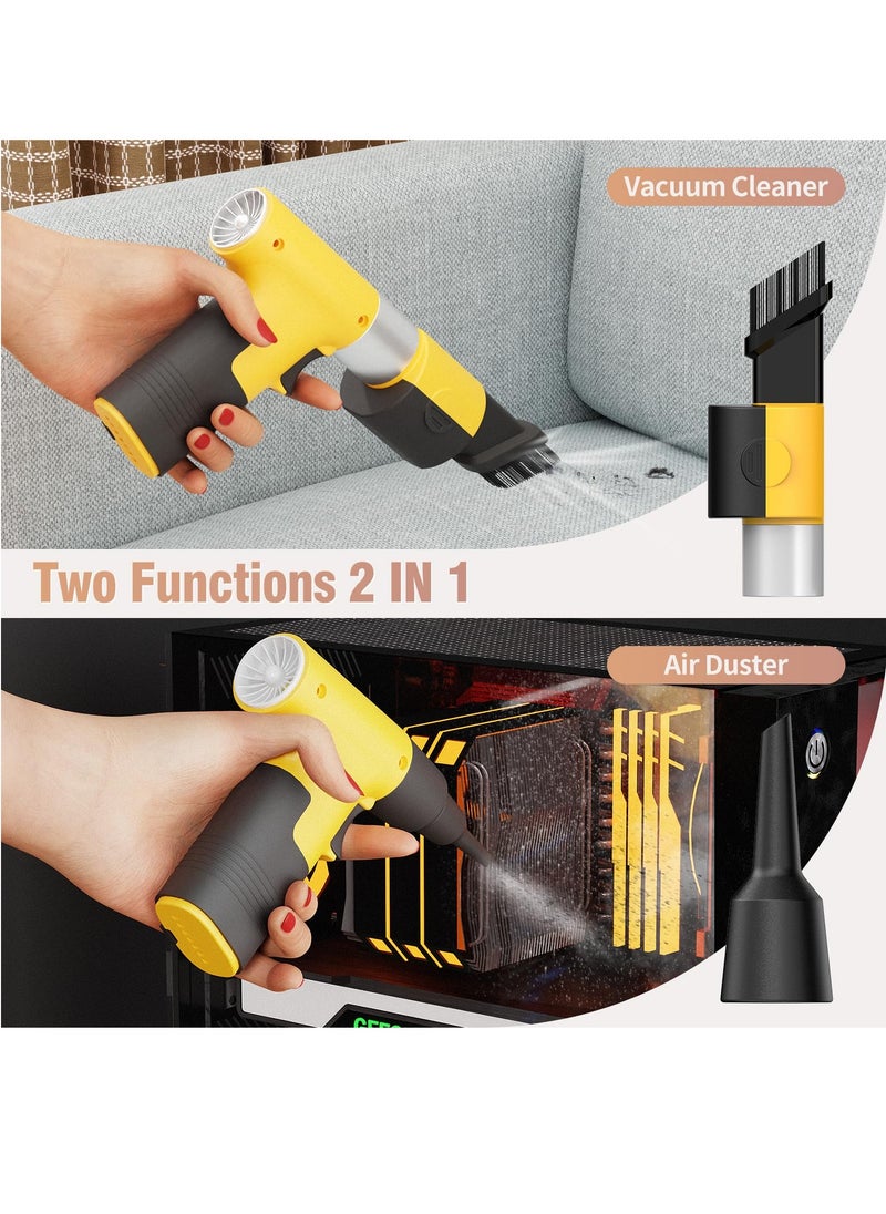 SYOSI - Electric Air Duster, 120000RPM Compressed Air Duster, Jet Dryer Blower, Stepless Speed Tiny Electric Cleaner for Keyboard PC Deep Cleaning, Air Bed, Hair Dry, Rechargeable Air Blower - Fantasy Yellow - Image 1