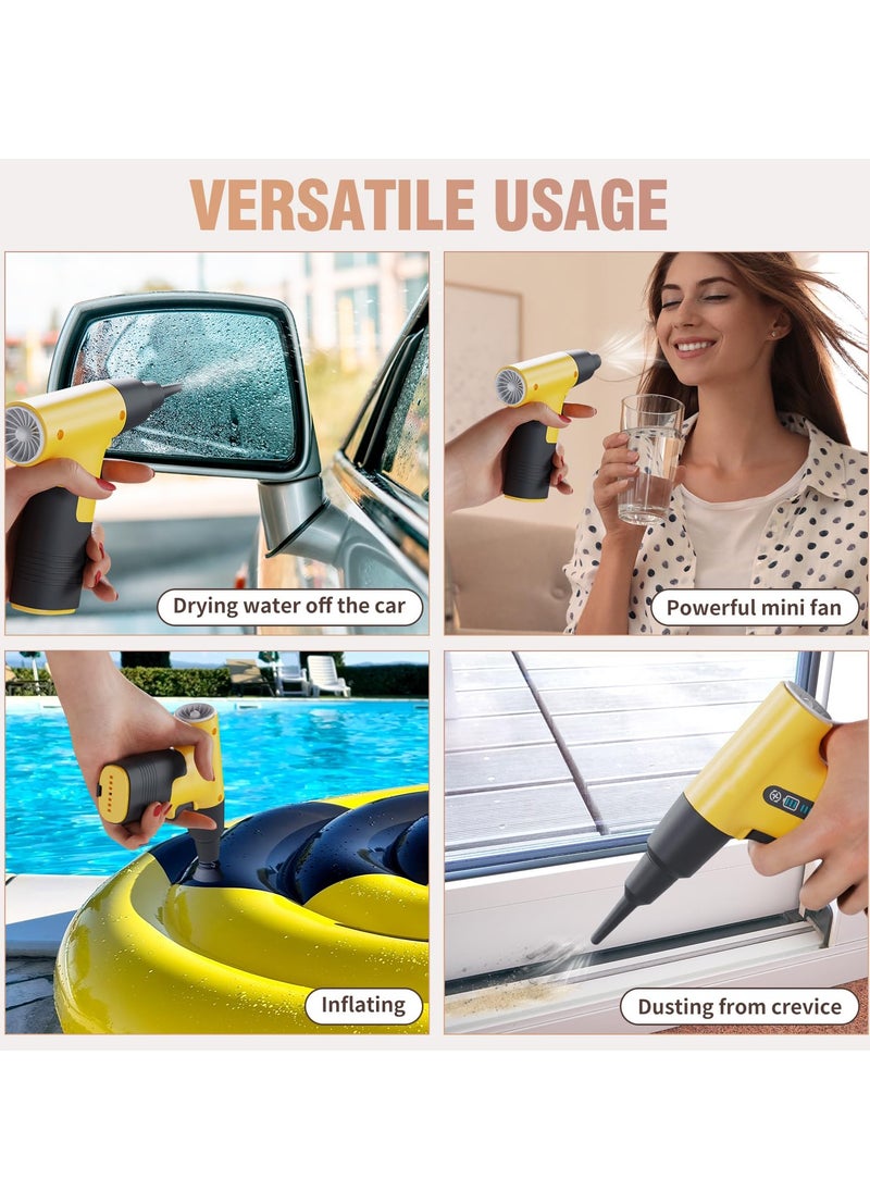 SYOSI - Electric Air Duster, 120000RPM Compressed Air Duster, Jet Dryer Blower, Stepless Speed Tiny Electric Cleaner for Keyboard PC Deep Cleaning, Air Bed, Hair Dry, Rechargeable Air Blower - Fantasy Yellow - Image 1
