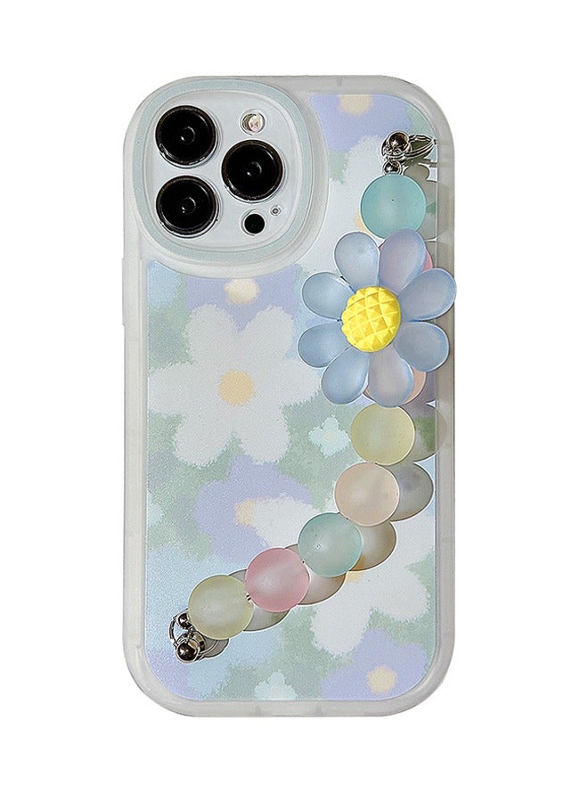 Compatible with iPhone 14 Pro Max Case, Cute Flowers Camera Protector Clear Case with Lovely Flower Strap Bracelet Chain Girls Women Case for iPhone 14 Pro Max  - Image 1