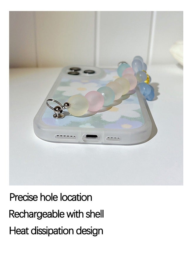 Compatible with iPhone 14 Pro Max Case, Cute Flowers Camera Protector Clear Case with Lovely Flower Strap Bracelet Chain Girls Women Case for iPhone 14 Pro Max  - Image 4