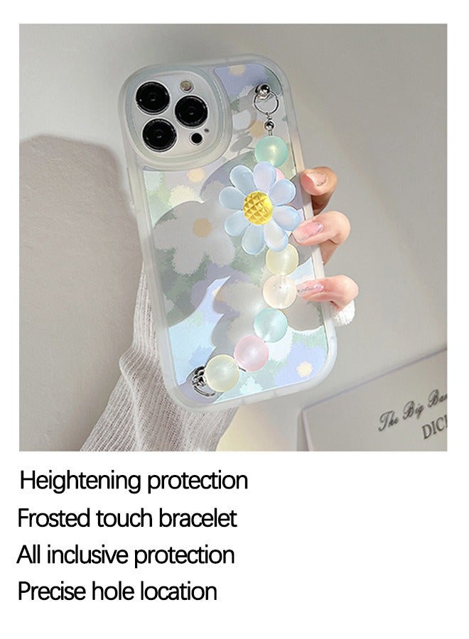 Compatible with iPhone 14 Pro Max Case, Cute Flowers Camera Protector Clear Case with Lovely Flower Strap Bracelet Chain Girls Women Case for iPhone 14 Pro Max  - Image 3