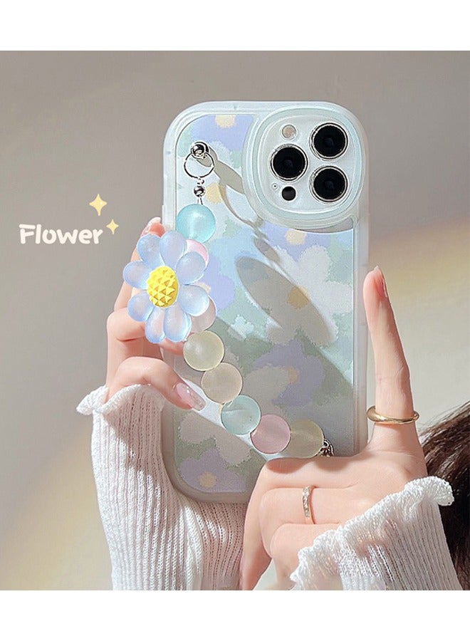 Compatible with iPhone 14 Pro Max Case, Cute Flowers Camera Protector Clear Case with Lovely Flower Strap Bracelet Chain Girls Women Case for iPhone 14 Pro Max  - Image 2