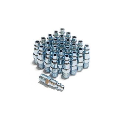 Primefit IP1414MS-B25-P (25 Pack) Industrial Style Air Quick Connect Plugs/Nipples Steel 1/4" x 1/4" Male Npt - Image 1