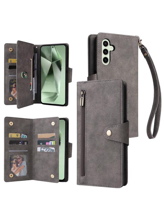 اس-توب جراب لهاتف Samsung Galaxy S24 FE 5G بمشبك برشام و9 بطاقات ومحفظة جلدية قابلة للطي بثلاثة أضعاف - Image 1