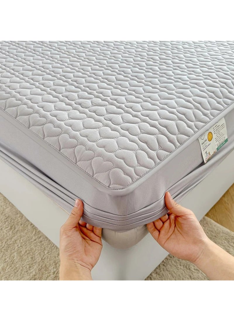 Huitich Waterproof Fitted Bedding Topper Set 180 x 200 cm  Light Grey Protect Your Mattress and Pillows Includes 2 Pillowcases  - Image 3