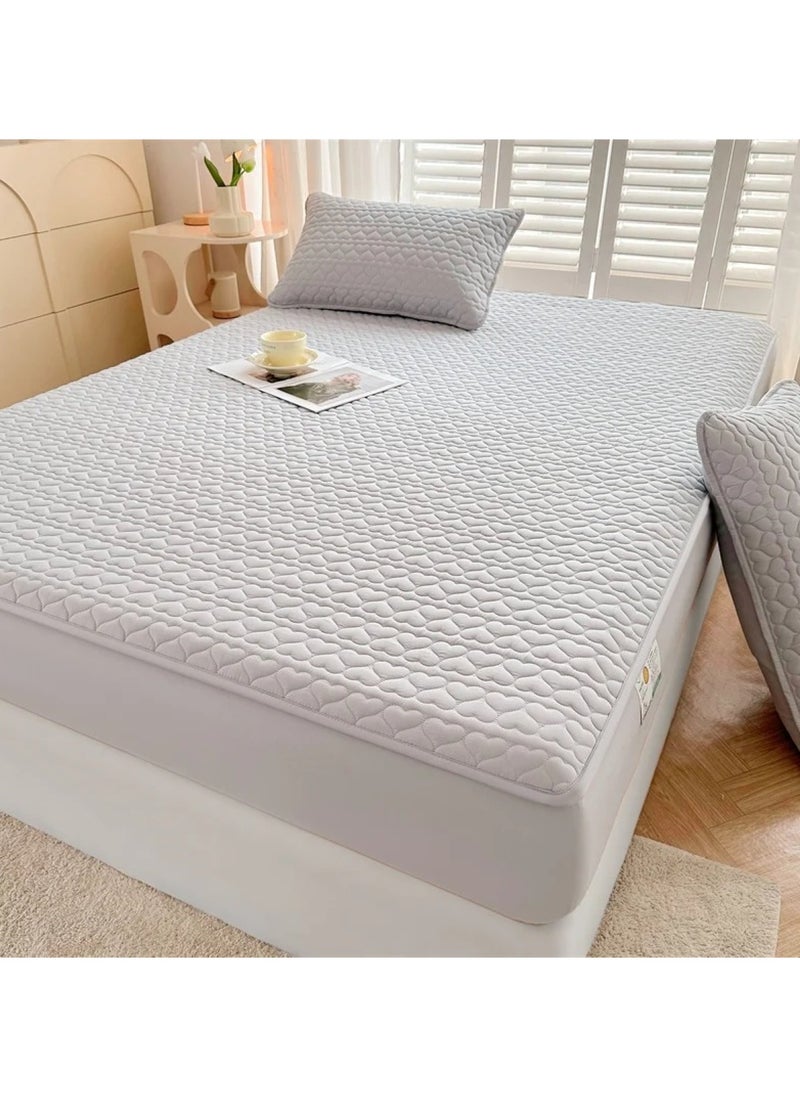 Huitich Waterproof Fitted Bedding Topper Set 180 x 200 cm  Light Grey Protect Your Mattress and Pillows Includes 2 Pillowcases  - Image 2