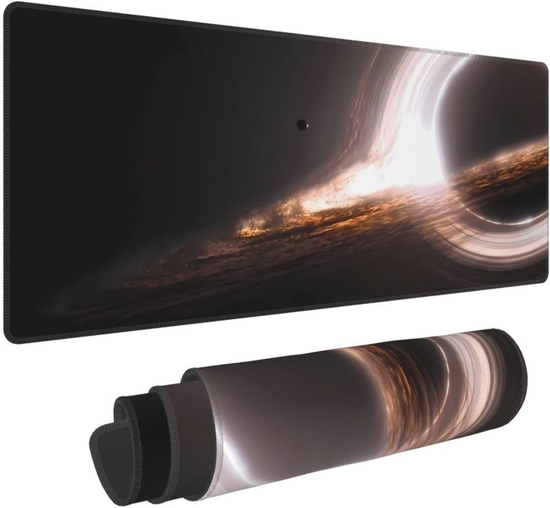 Keebik Gaming Mouse Pad, Interstellar Gargantua Black Hole Mouse Pad 11.8x23.6Inch Large Extended Computer Mouse Mat Keyboard Full Desk Mousepad for Gaming, Office, Home - Image 1
