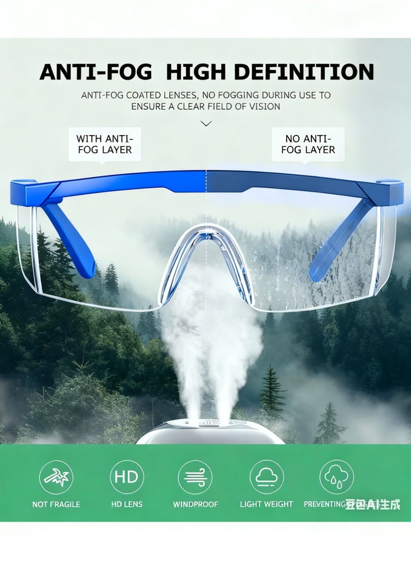 YALONG 5Pcs Safety Goggles, Safety Glasses Wrap Around Lenses and No Slip Grips，Anti Fog Dust proof Scratch proof Splash proof Chemical Wrapped Eye Protection for Work lab Nurse Worker Architect - Image 3