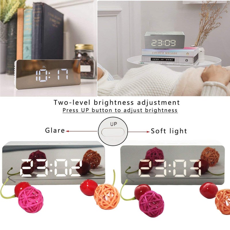 Nirvik Digital Plastic LED Mirror Large Display with Snooze Time Temperature Function Travel Alarm Clock Battery and USB Powered multicolour 13 x 12 x 6 cm - Image 4