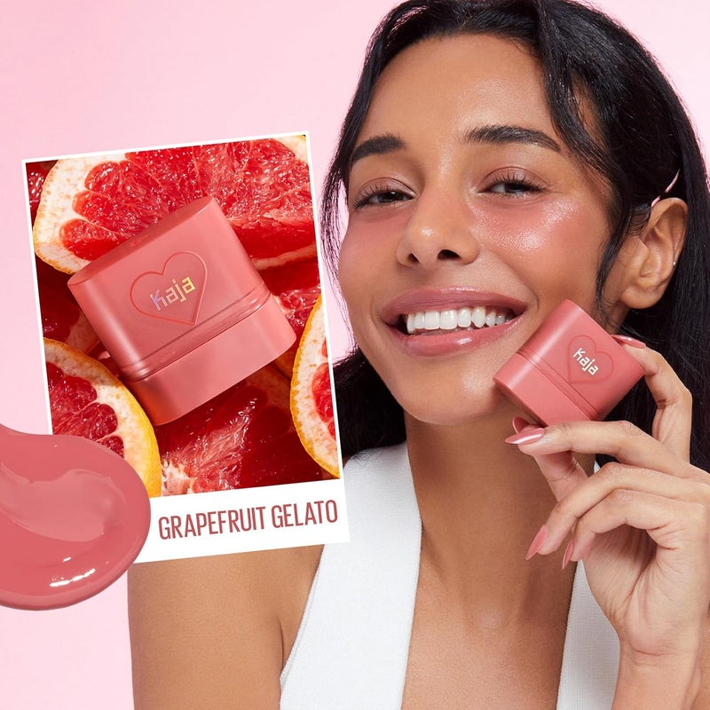 KAJA Dewy Bar Cheeks & Lip – Grapefruit Gelato- Creamy Blusher Stick with Vitamin & Hyaluronic Acid, Moisturizing & Easy Blend - Image 2