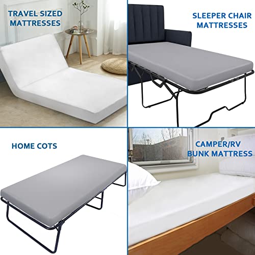 Coldwind Cot Sheets 31" x 75", 2 Pack Cot Size Sheet Fitted with Narrow Twin/Camp Bunk/Rvs Bunk/Guest Beds/Army Cots/Trifold Mattress, Super Soft Breathable Microfiber Bed Cover, Bottom Sheet, Gray - Image 5