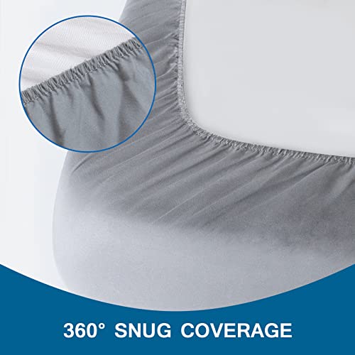 Coldwind Cot Sheets 31" x 75", 2 Pack Cot Size Sheet Fitted with Narrow Twin/Camp Bunk/Rvs Bunk/Guest Beds/Army Cots/Trifold Mattress, Super Soft Breathable Microfiber Bed Cover, Bottom Sheet, Gray - Image 3