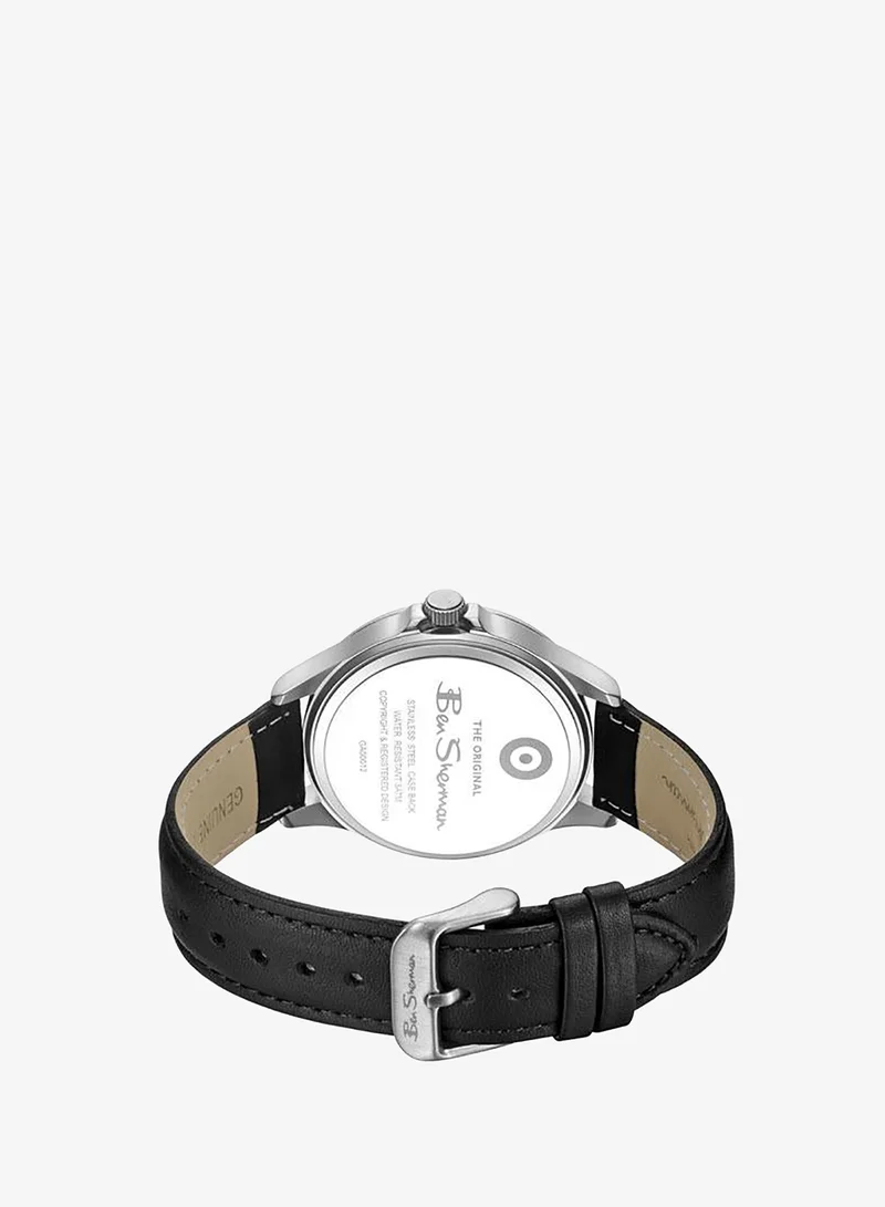Ben Sherman black Westminster Black Dial Black Genuine Leather Strap Analog Watch for Men, 43mm for Men | Best Price UAE