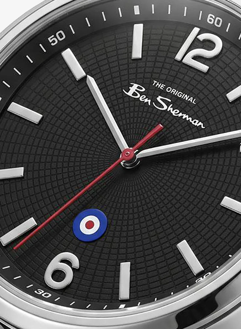 Ben Sherman Westminster Black Dial Black Genuine Leather Strap Analog Watch for Men, 43mm