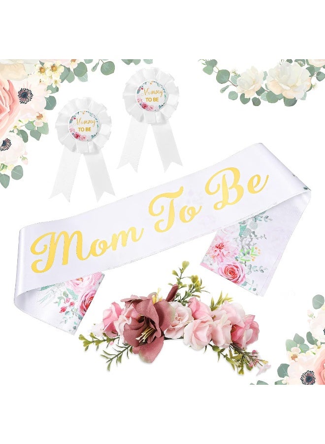 Mtlee 4 Pcs Eucalyptus Leaves Baby Shower Mom to Be Sash Eucalyptus Leaves Crown Kit - Image 4