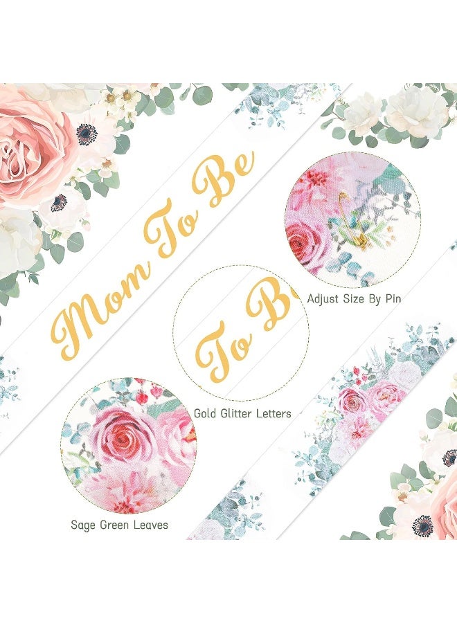 Mtlee 4 Pcs Eucalyptus Leaves Baby Shower Mom to Be Sash Eucalyptus Leaves Crown Kit - Image 3