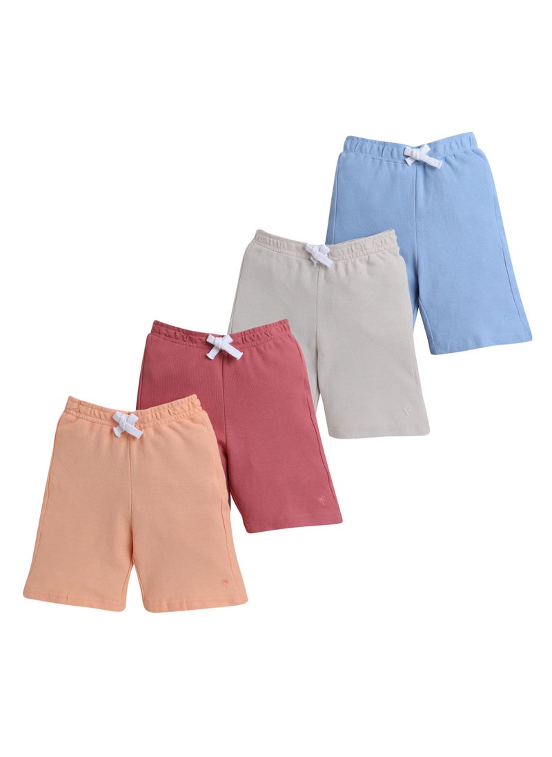 victor and jane Victor and Jane Junior Boys' Shorts Solid, Lace-Up and Elasticated Waist -- Pack of 4  - Image 1