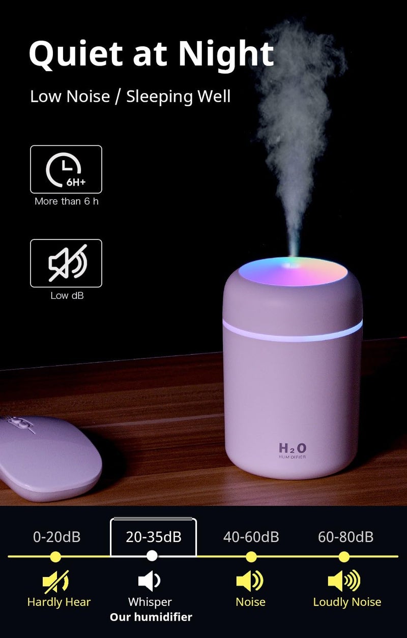 DesiDiya Humidifier for Home Office & Small Rooms Small Diffuser for Room Frehness with RGB LED Colorful Light | Oil Diffuser Electric (Fragrance Oil & Liquid Not Included), 300ml, Random Color - Image 3