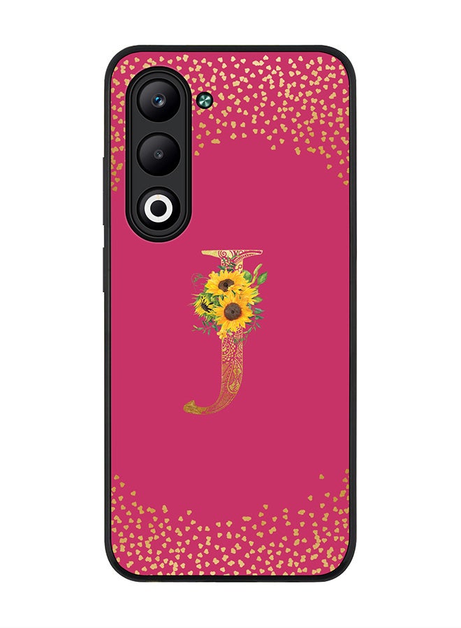 Stylizedd For Oppo A5 5G / A5 4G Case,Slim fit Camera Protection, Shockproof Thin Phone cover  - Custom Floral Monogram - J ( Deep Pink )