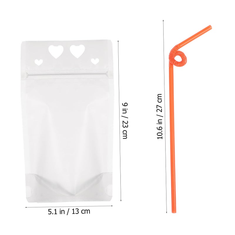 50pcs Heavy Duty Reclosable Zipper Drink Pouches With Straws For Juice Smoothies And Parties - Image 3
