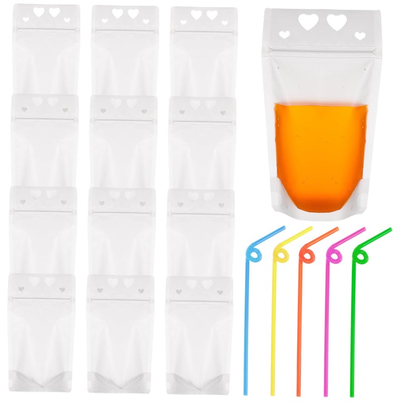 50pcs Heavy Duty Reclosable Zipper Drink Pouches With Straws For Juice Smoothies And Parties - Image 2