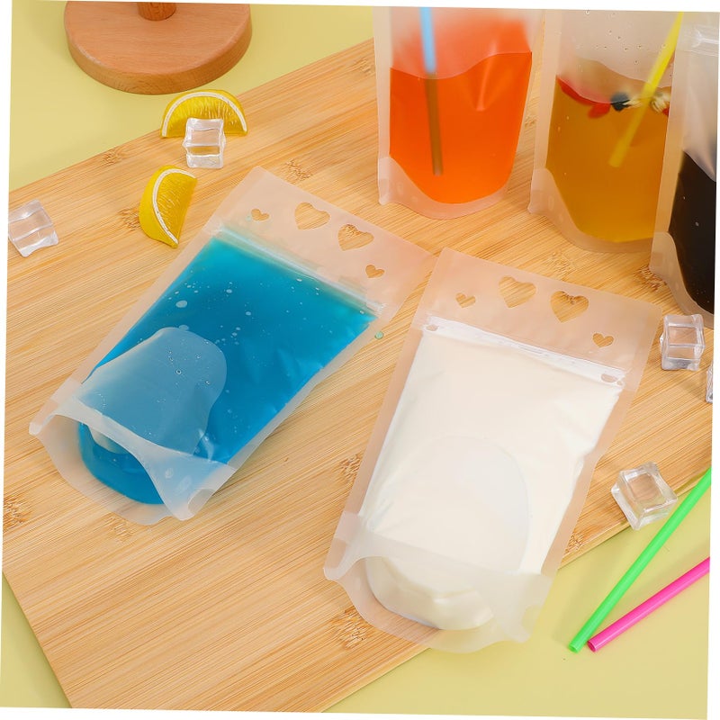50pcs Heavy Duty Reclosable Zipper Drink Pouches With Straws For Juice Smoothies And Parties - Image 5
