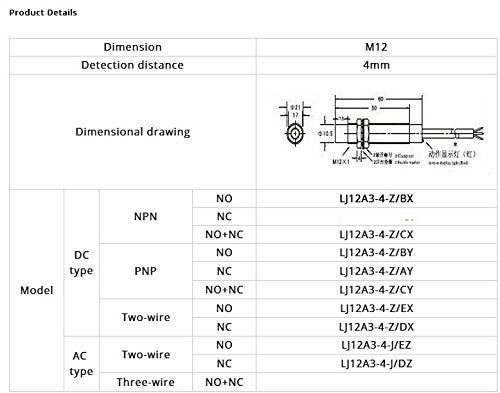 Taiss 2pcs LJ12A3-4-Z/AX Proximity Switch Inductive Proximity Sensor Detection Switch NPN NC DC 6V-36V 4mm Normally Close 6-36V - Image 5