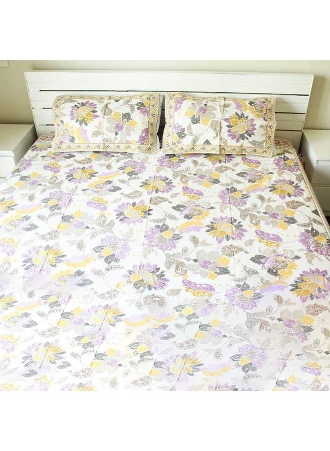 IndiaWeaves Bedsheet and 2 Pillow Covers  Multicolor Floral Print - Image 2
