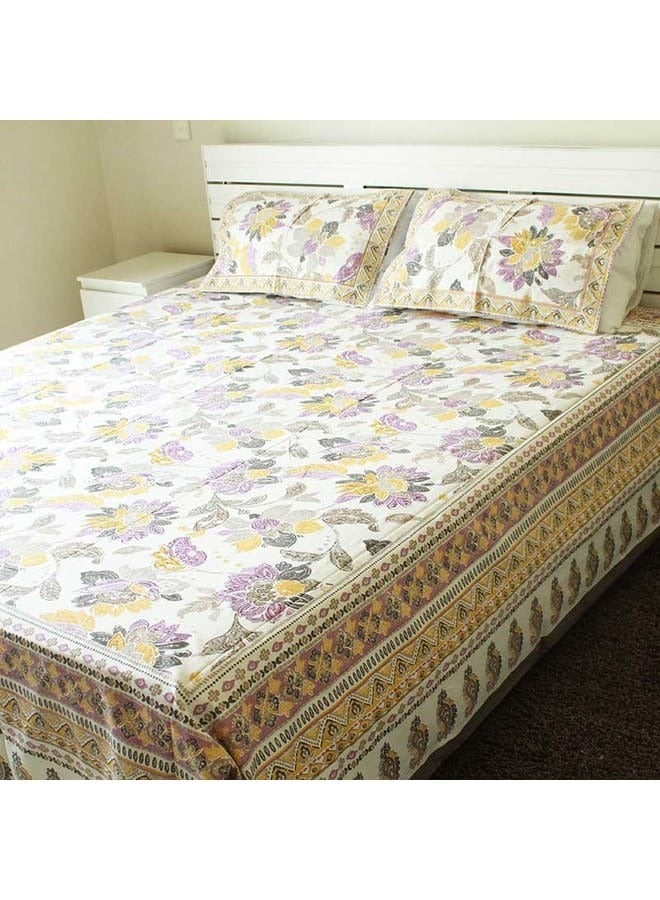 IndiaWeaves Bedsheet and 2 Pillow Covers  Multicolor Floral Print - Image 1