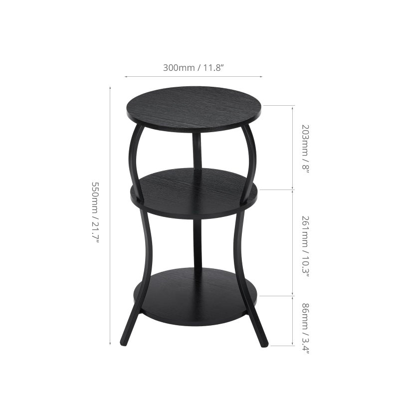 YEAKOO Vintage Small Round Side Table, 3-Tier Slim Waist Circular End Table with Storage Shelf, Compact Tea Sofa Side Table, Round Corner Coffee Table Nightstand for Living Room Bedroom Small Spaces,Black - Image 4