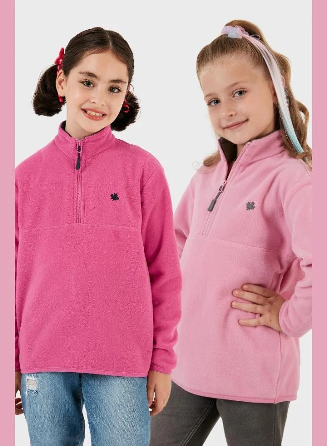 Lela Lela Soft Texture Zippered Stand Collar Raised 2-Pack Polar Kids POLAR 5905002S2