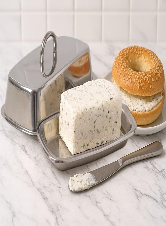 Natier Stainless Steel Butter Dish with Lid, Butter Keeper for Countertop or Refrigerator - Image 2
