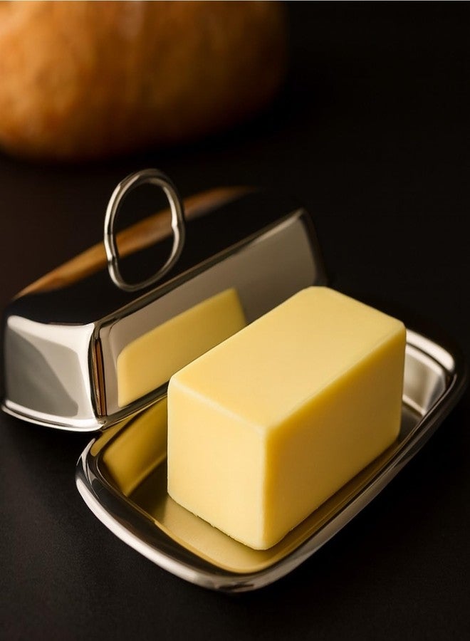 Natier Stainless Steel Butter Dish with Lid, Butter Keeper for Countertop or Refrigerator - Image 3