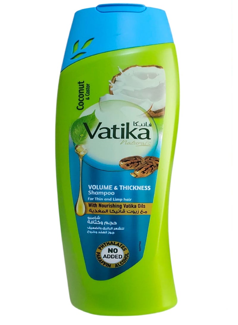 VATIKA Shampoo for volume and thickness for thin and weak hair, coconut and castor,350 ml