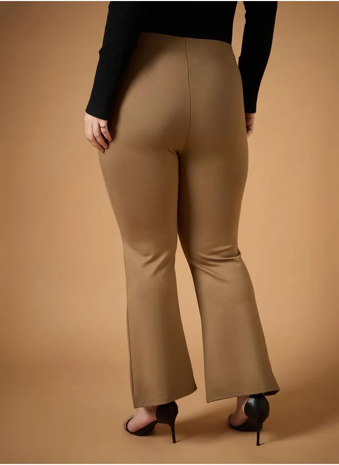 ساسافراس Plus Size Front Slit Detail Flared Pants by Styli