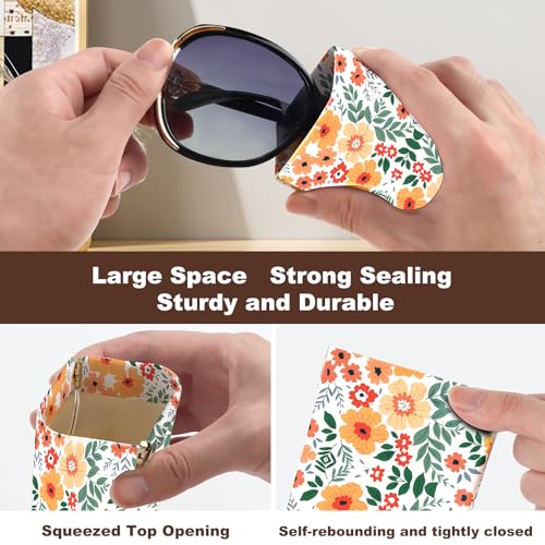 Anikathy 2Pcs Sunglass Eyeglass Glasses Case Soft PU Leather with Cleaning Cloth Soft Sunglasses Case Cute Aesthetic Portable Travel Glasses Pouch Bag for Men Women Girls （floral B Pattern - Image 5