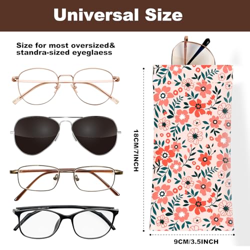 Anikathy 2Pcs Sunglass Eyeglass Glasses Case Soft PU Leather with Cleaning Cloth Soft Sunglasses Case Cute Aesthetic Portable Travel Glasses Pouch Bag for Men Women Girls （floral B Pattern - Image 2