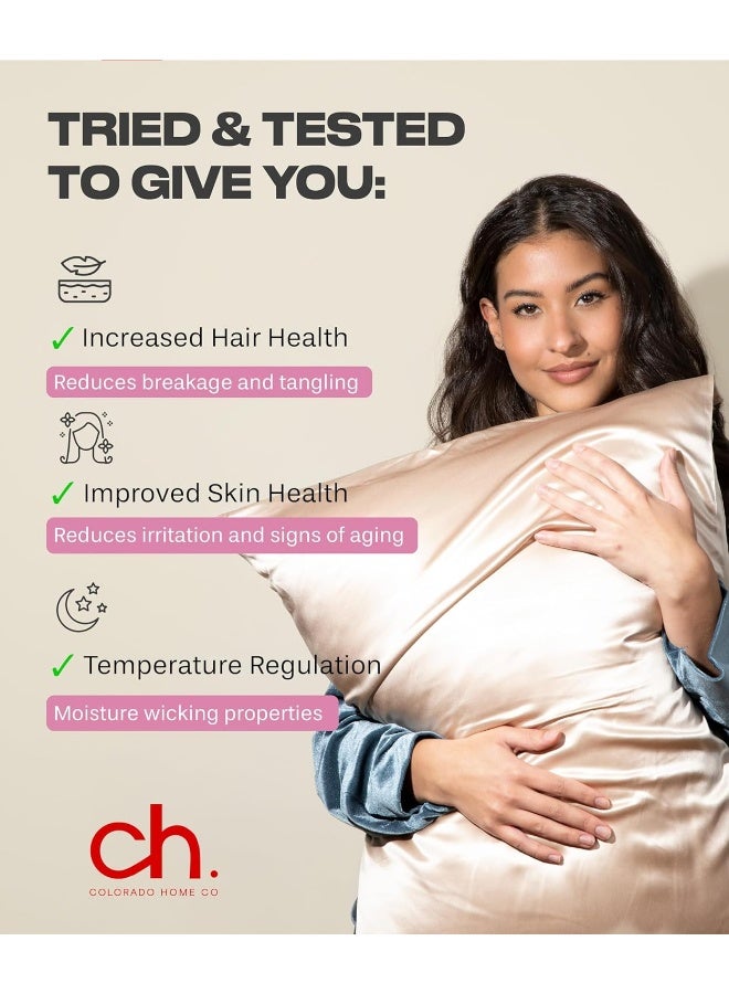 Colorado Home Co - Mulberry Silk Pillowcase for Hair and Skin - Queen Size - Highest Grade 6A - Soft Acne Free - Silk Slip Silk Both Sides - Off White - Image 2