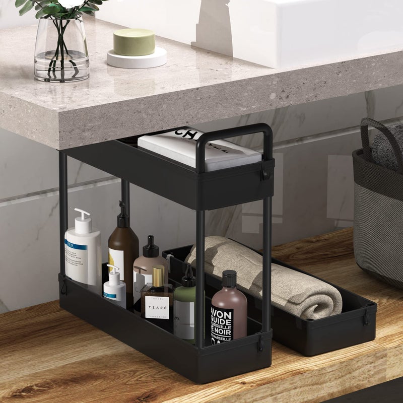 SOLEJAZZ Slim Rolling Storage Cart with Wheels 3 Tier Skinny Bathroom Storage Organizer Thin Laundry Room Utility Cart Space-Saving for Bedside Kitchen Office Small Narrow Places, Black - Image 5
