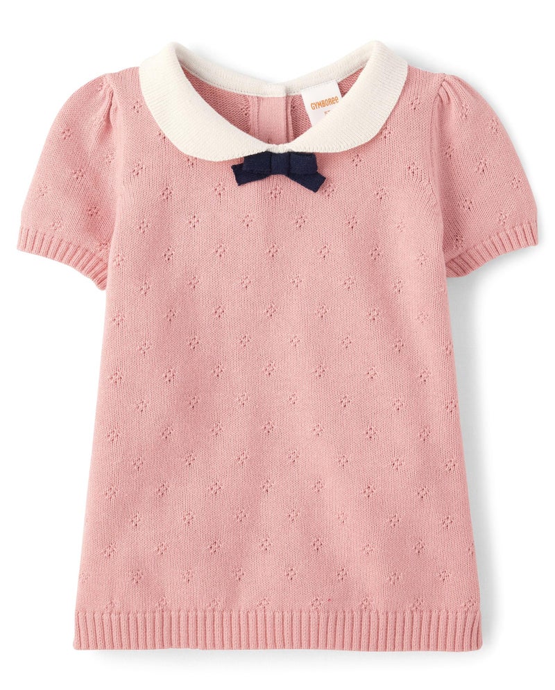 Gymboree,Girls,and Toddler Short Sleeve Pullover Sweater,Fuzzy Pink,12 Months,18 Months - Image 1