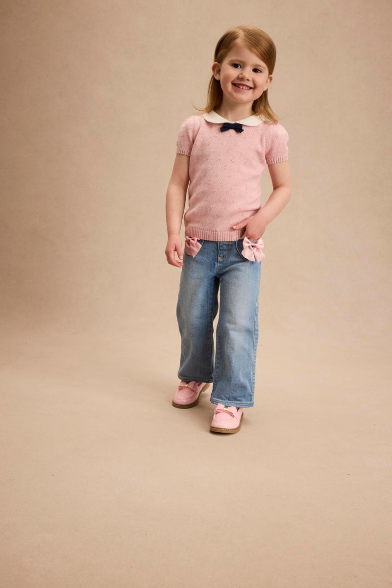 Gymboree,Girls,and Toddler Short Sleeve Pullover Sweater,Fuzzy Pink,12 Months,18 Months - Image 2